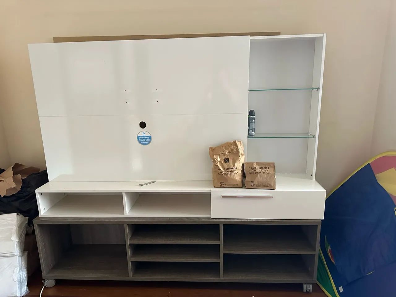 Rack para TV com Painel Branco - Novo