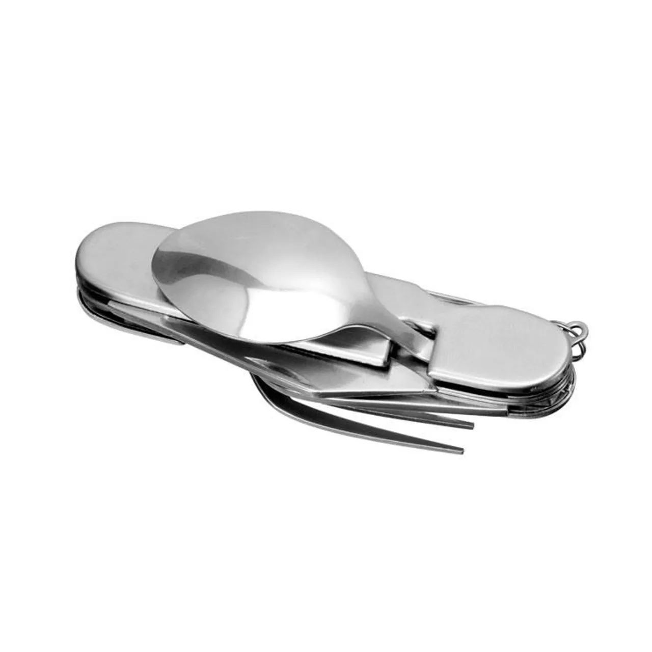 Kit de talheres multifuncional inox 7 em 1. 11 cm dobrado. Acompanha elegante case de lona - Foto 6
