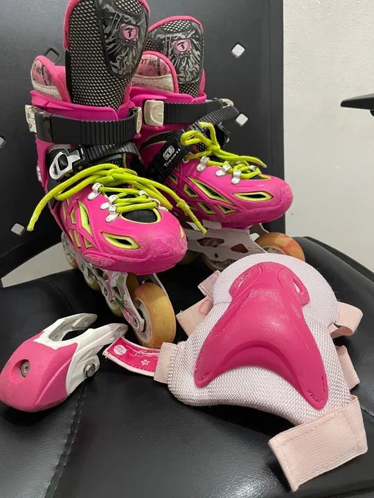 Patins Inline Feminino Rosa - Foto 3