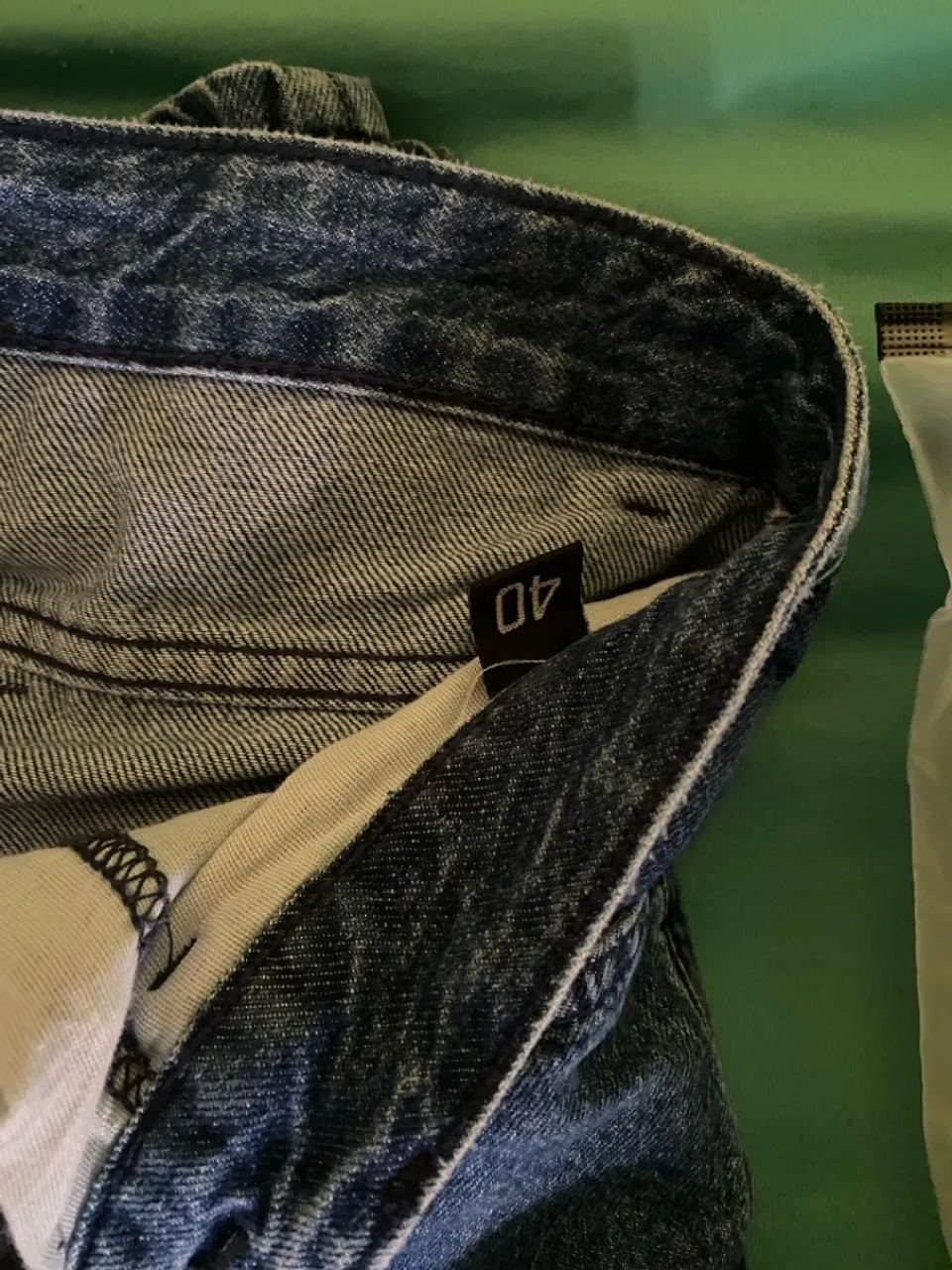 Calça masculina lavagem azul, tamanho 40