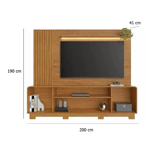 Estante Apego para Tv Até 65 Polegadas Ripado com Led 3 Portas Jcm 2 mt - Foto 2