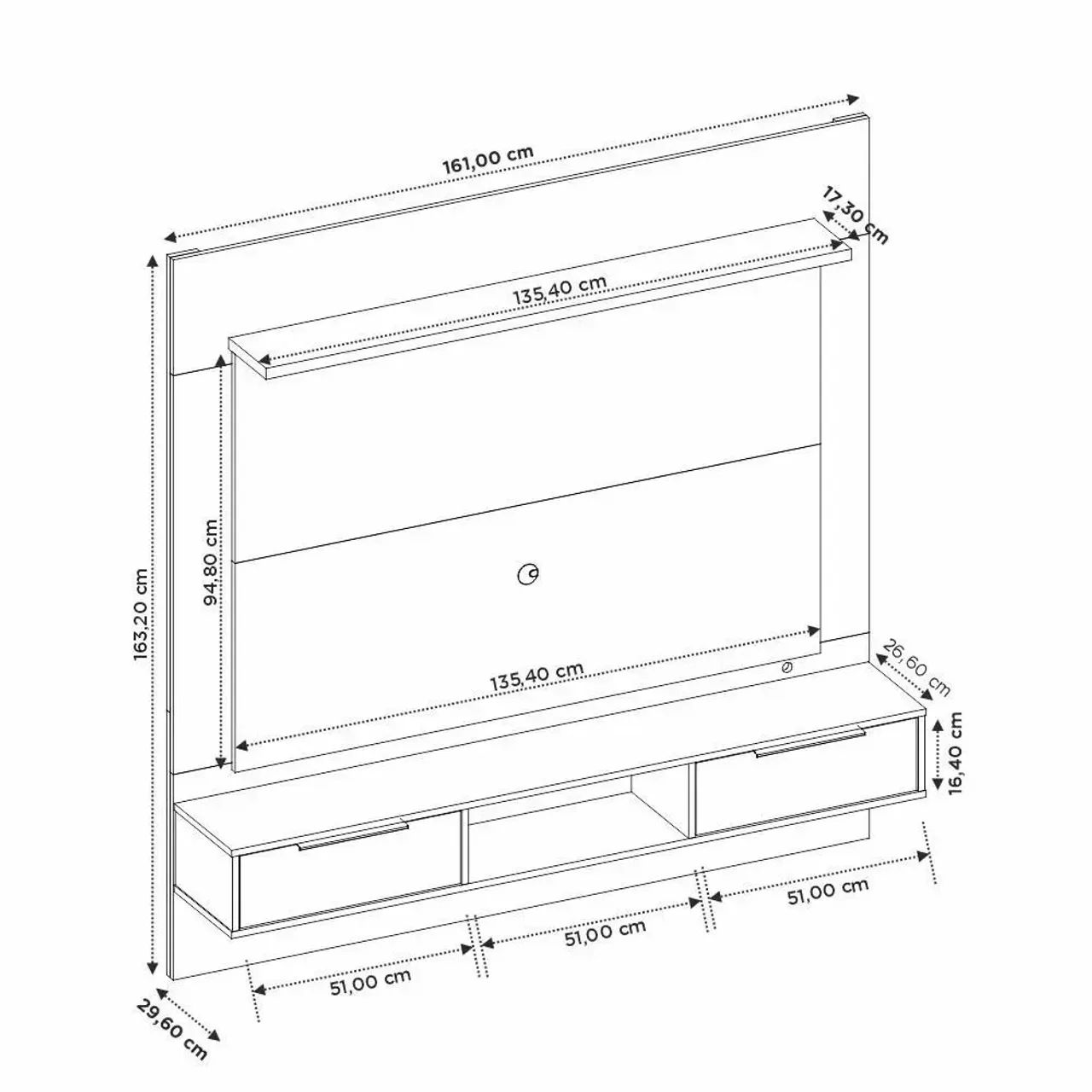 Painel NT1280 com Led para Tv Até 58 Polegadas - Freijó Trend/ Preto Tx - Foto 4
