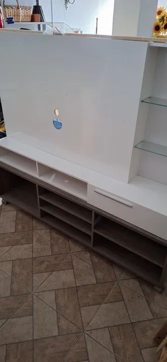 Rack para TV com Painel Branco - Novo - Foto 2
