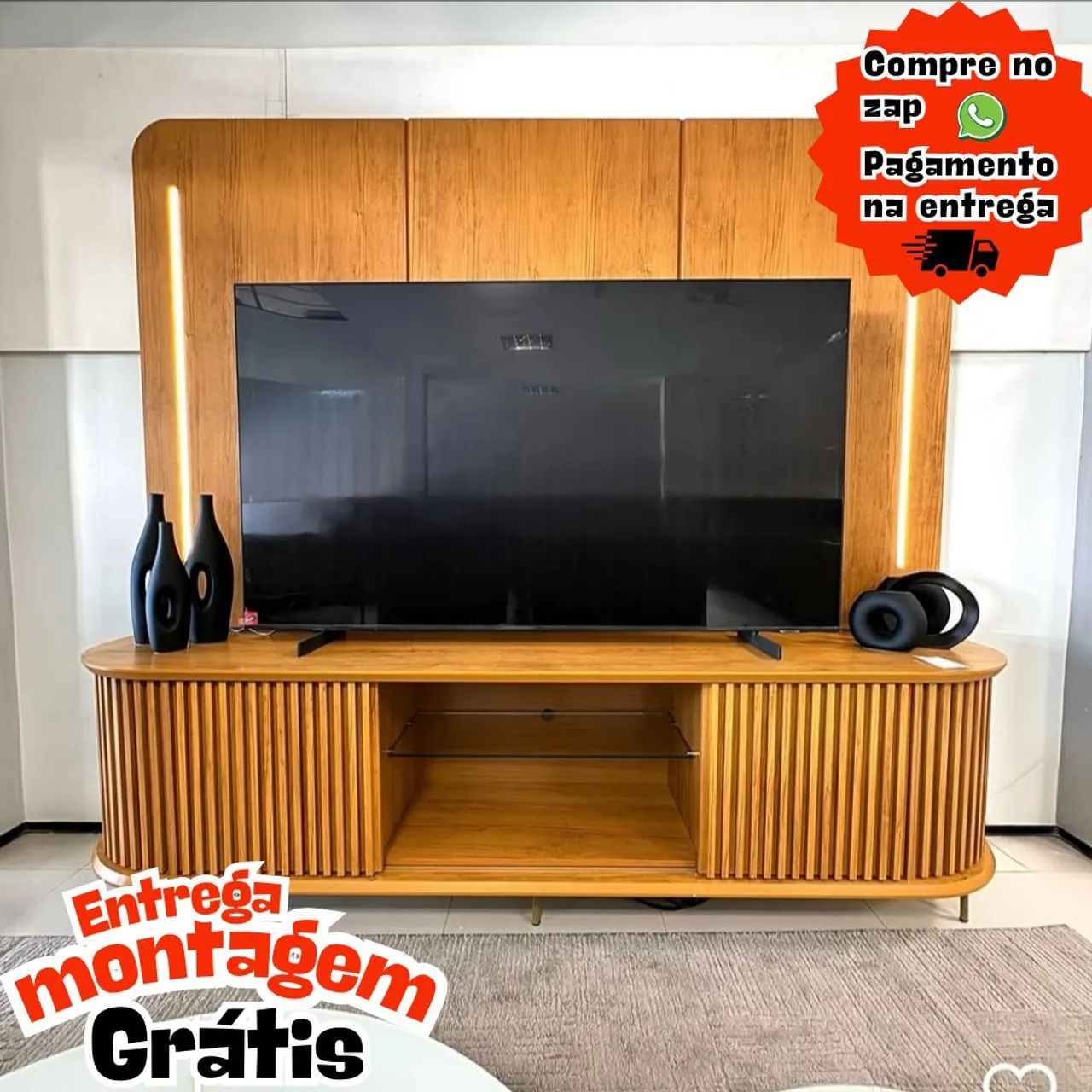 Rack com painel Atlas Tv até 75 polegadas 