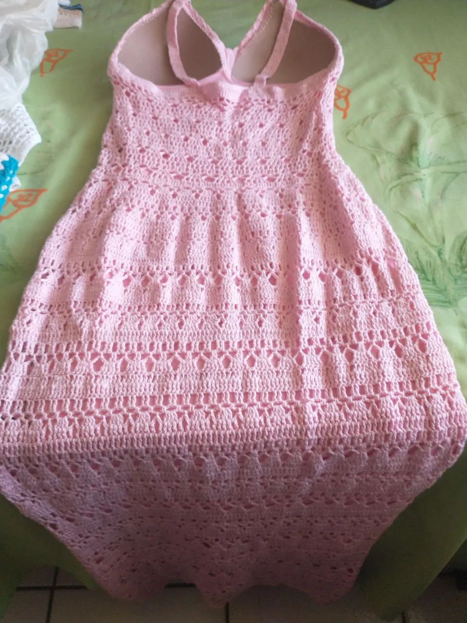 Kit Vestidos de crochê rosa e branco 