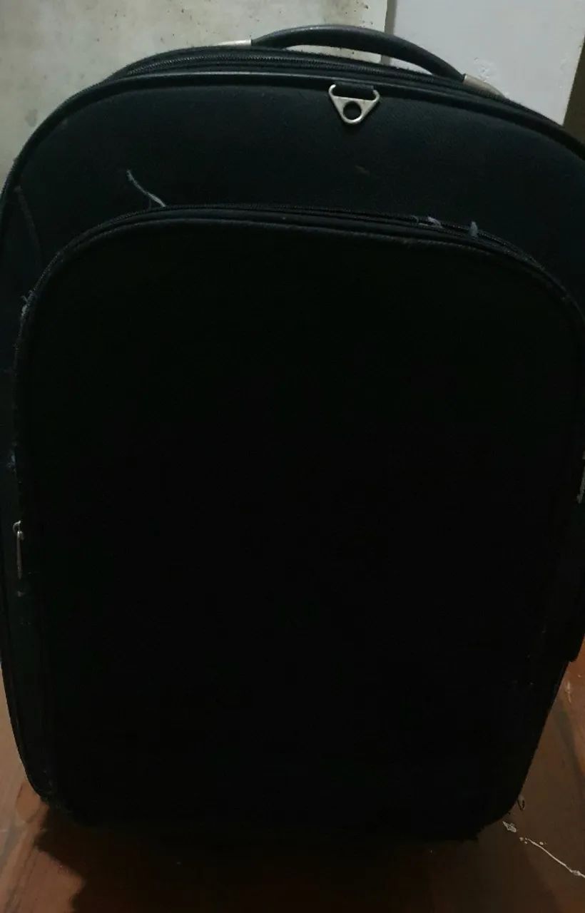 Mala Grande 23kg Tecido Preto Rodas Giro 360° - Foto 2