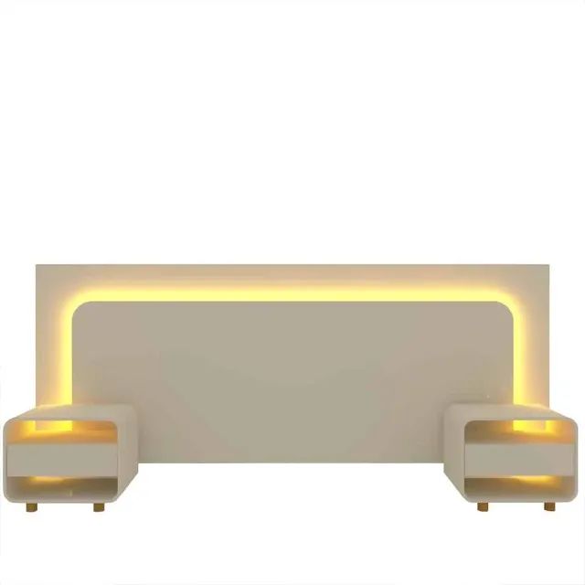 12X SEM JUROS / CABECEIRA COM LED 100% MDF COM DUAS MESAS DE CABECEIRA - Foto 4