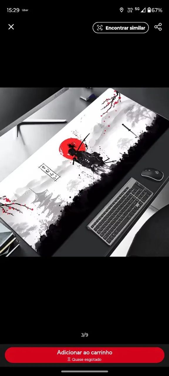 Mousepad Estendido Samurai Japonês 90*40cm