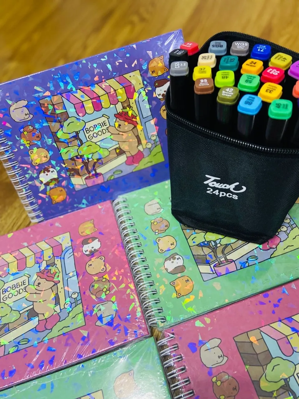 Kit de Caderno e Canetas Touch 24 Cores