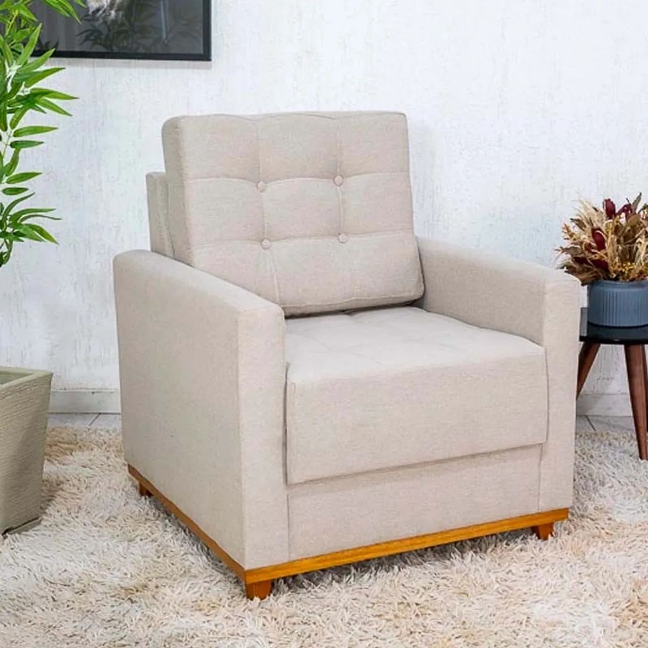 Poltrona Áustria Linho Bege rf32