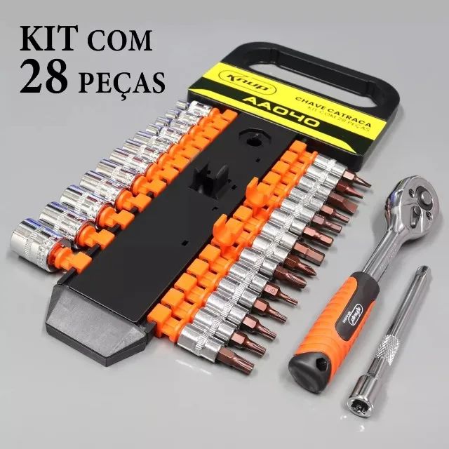 Kit Jogo De Ferramenta Chave Combinada Catraca Soquete Torx - Foto 2