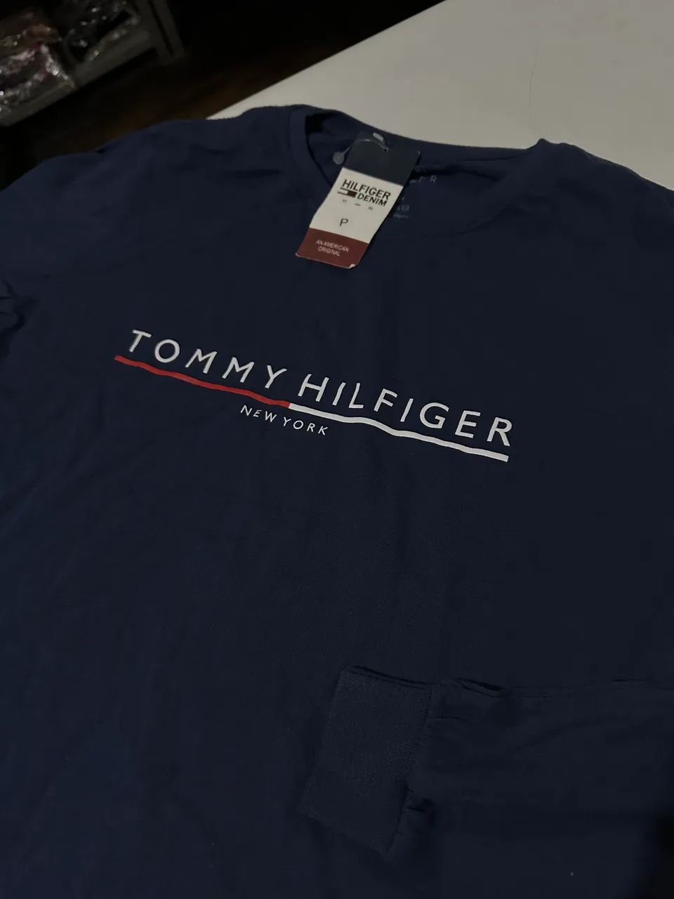 Manga Longa Tommy Hilfiger Azul Marinho