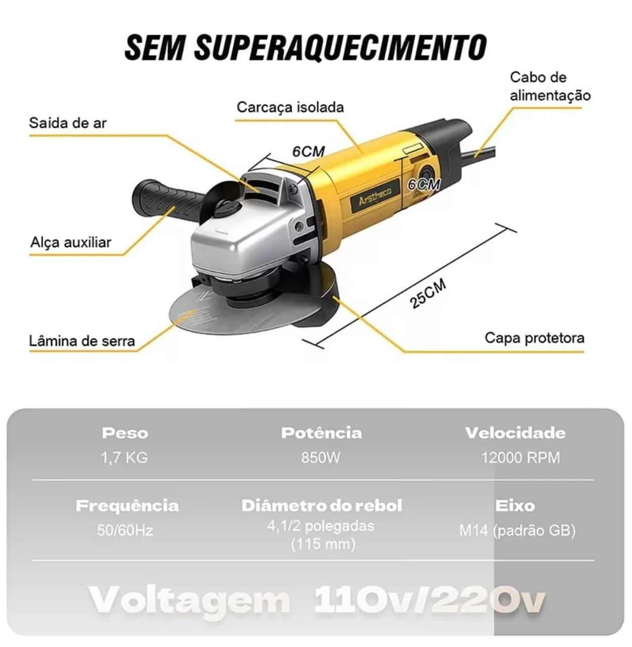 Esmerilhadeira Angular Profissional 110V Nova - Foto 2