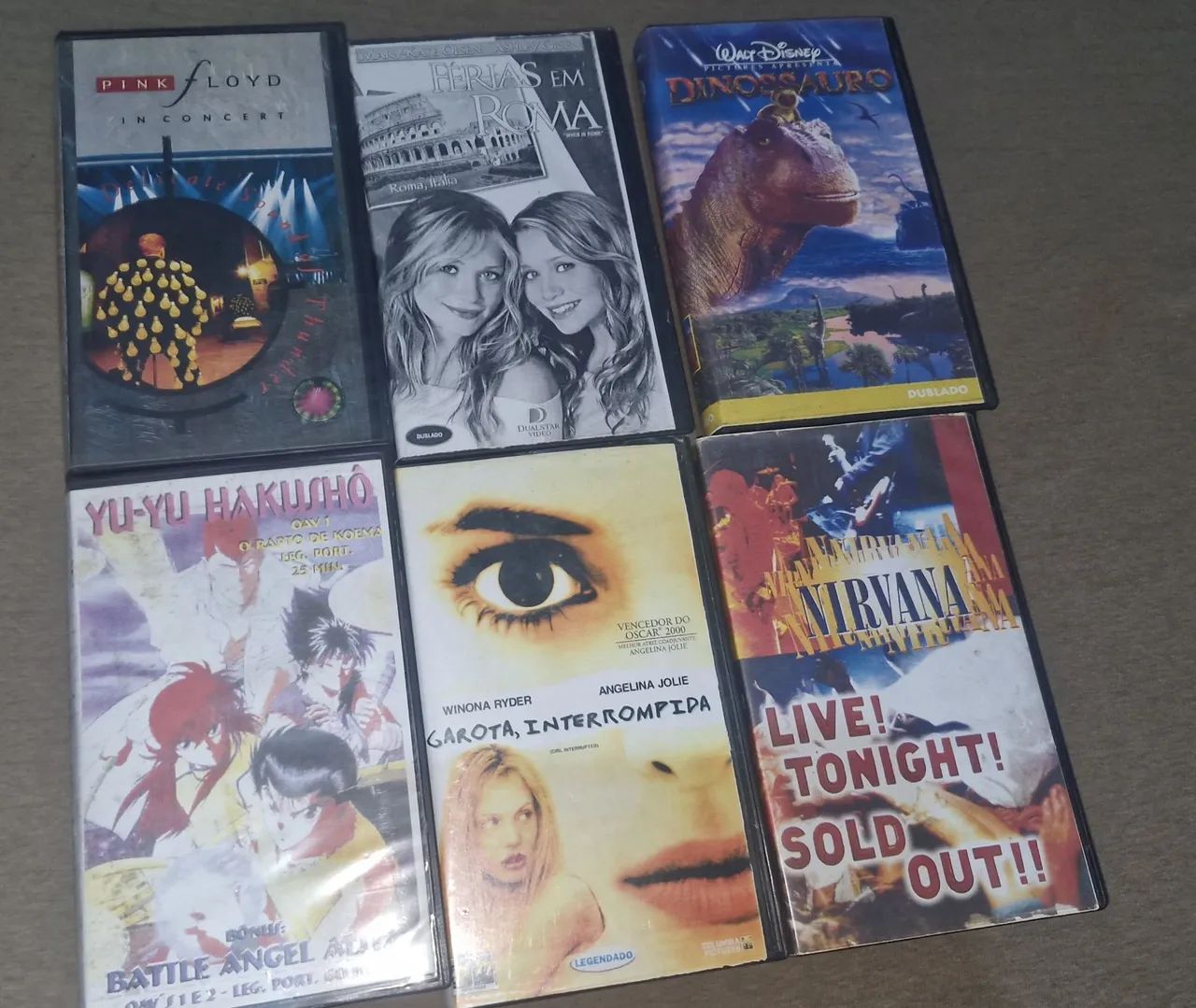 6 vhs gravados com capa dura