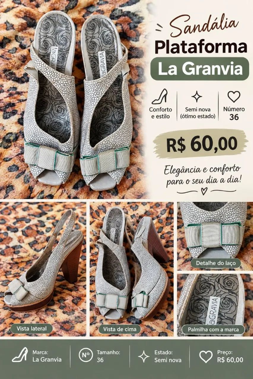 Sandália plataforma La Granvia  - Foto 2