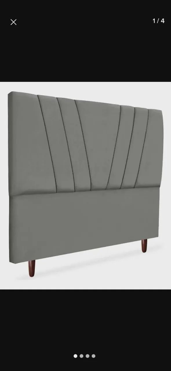 Cabeceira casal 1* linha cinza Suede Nova 
