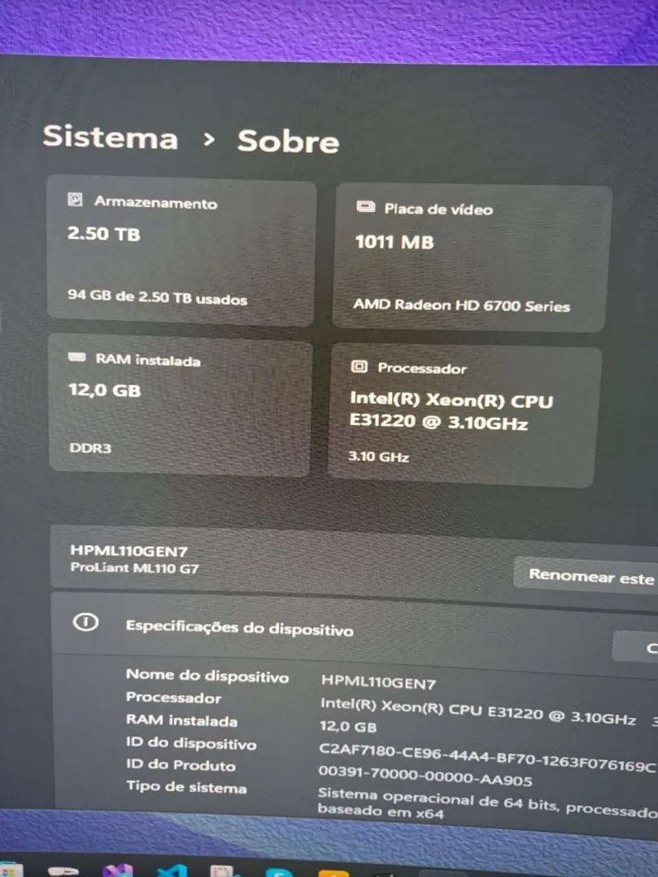 HP ProLiant ML110 G7 (Intel Xeon, 12gb RAM, 2,50tb HD e GPU 1gb) - Foto 5