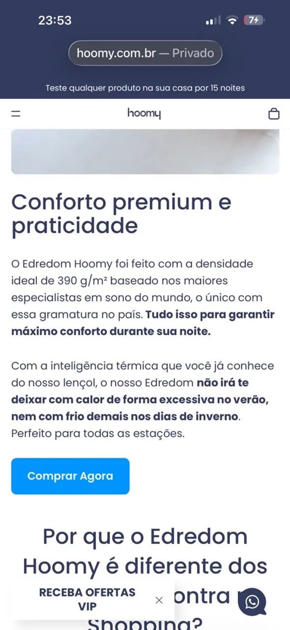 Edredom hoomy algodão egípcio com toque de pluma solteiro novo !  - Foto 3