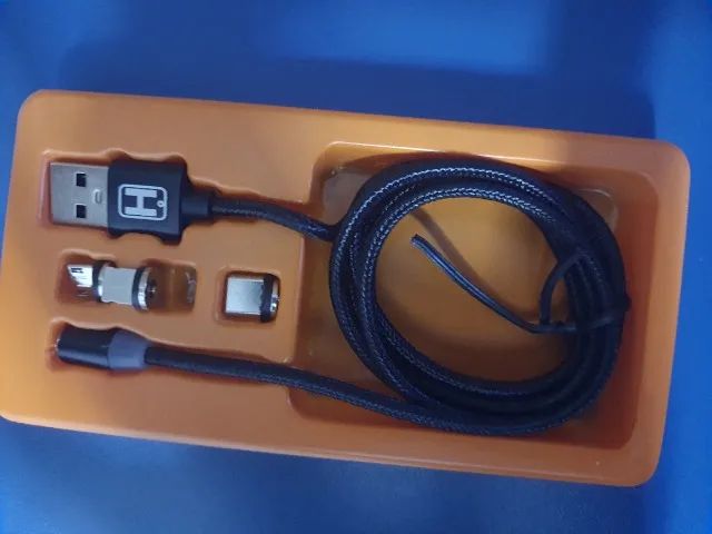 Cabo Magnético 1 Metro Hrebos Para Celular 3x1 conectores V8 - Tipo C - Lightning - Foto 4