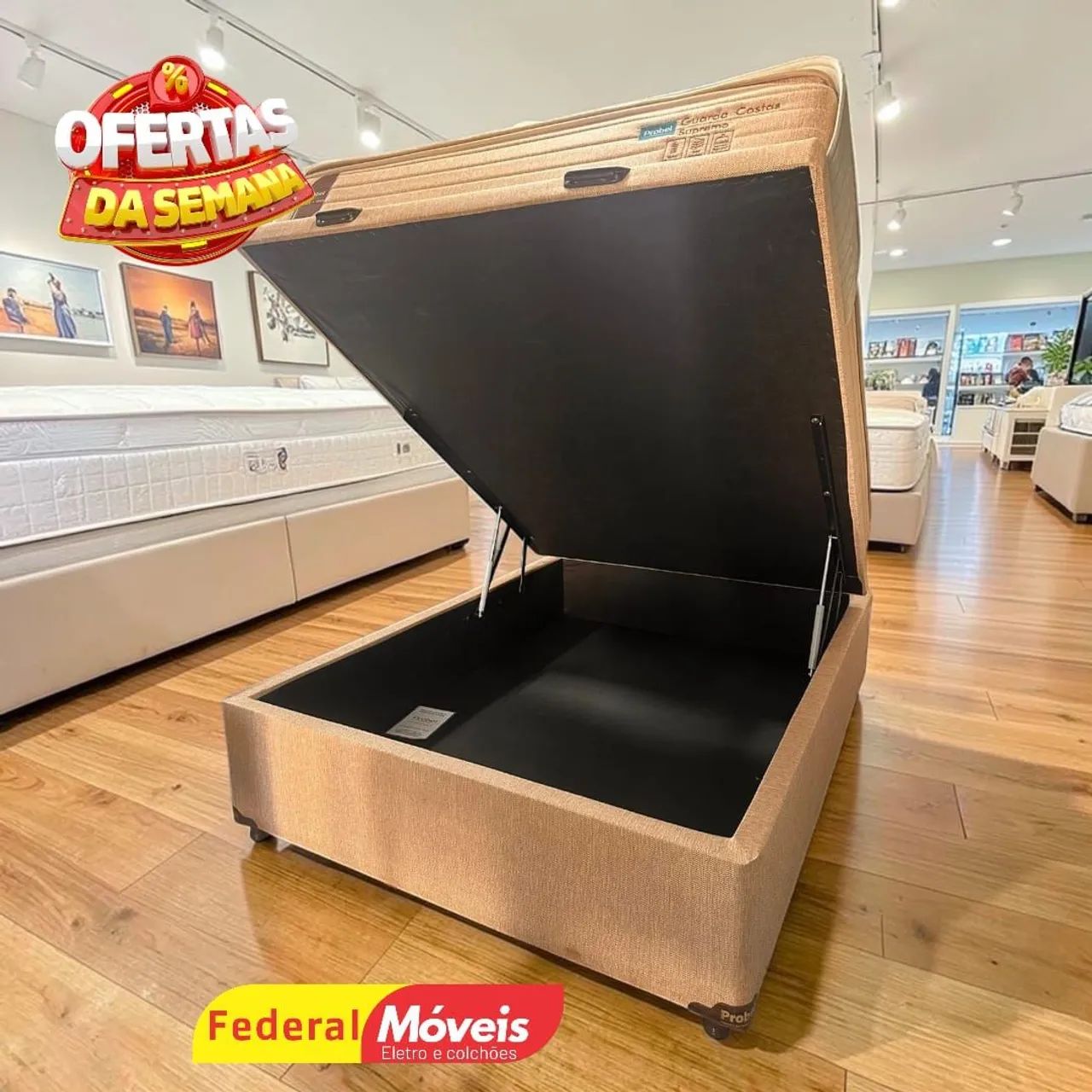 Base Box Baú Casal 1,38m Probel - Chama no WhatsApp 