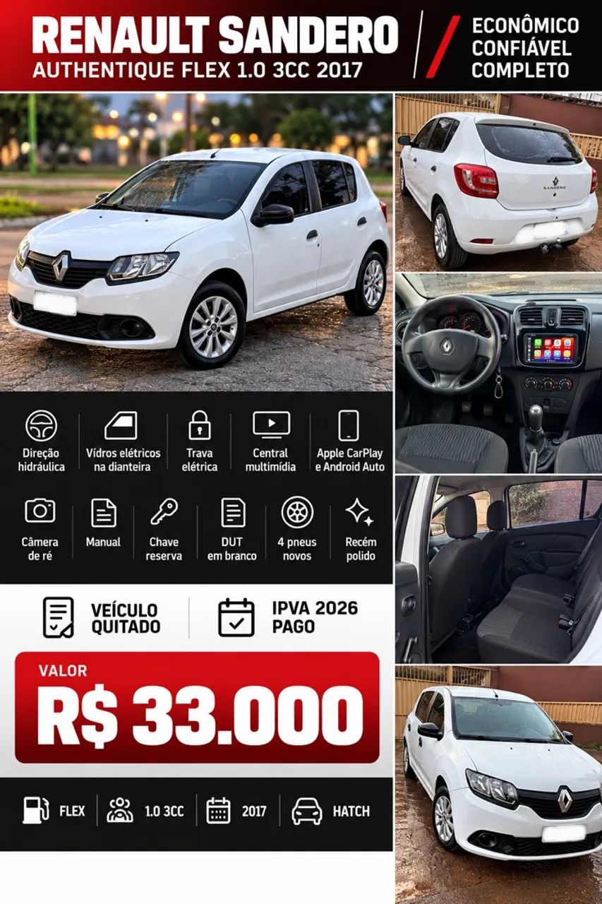 Renault Sandero SANDERO Authentique Flex 1.0 12V 5p 2017