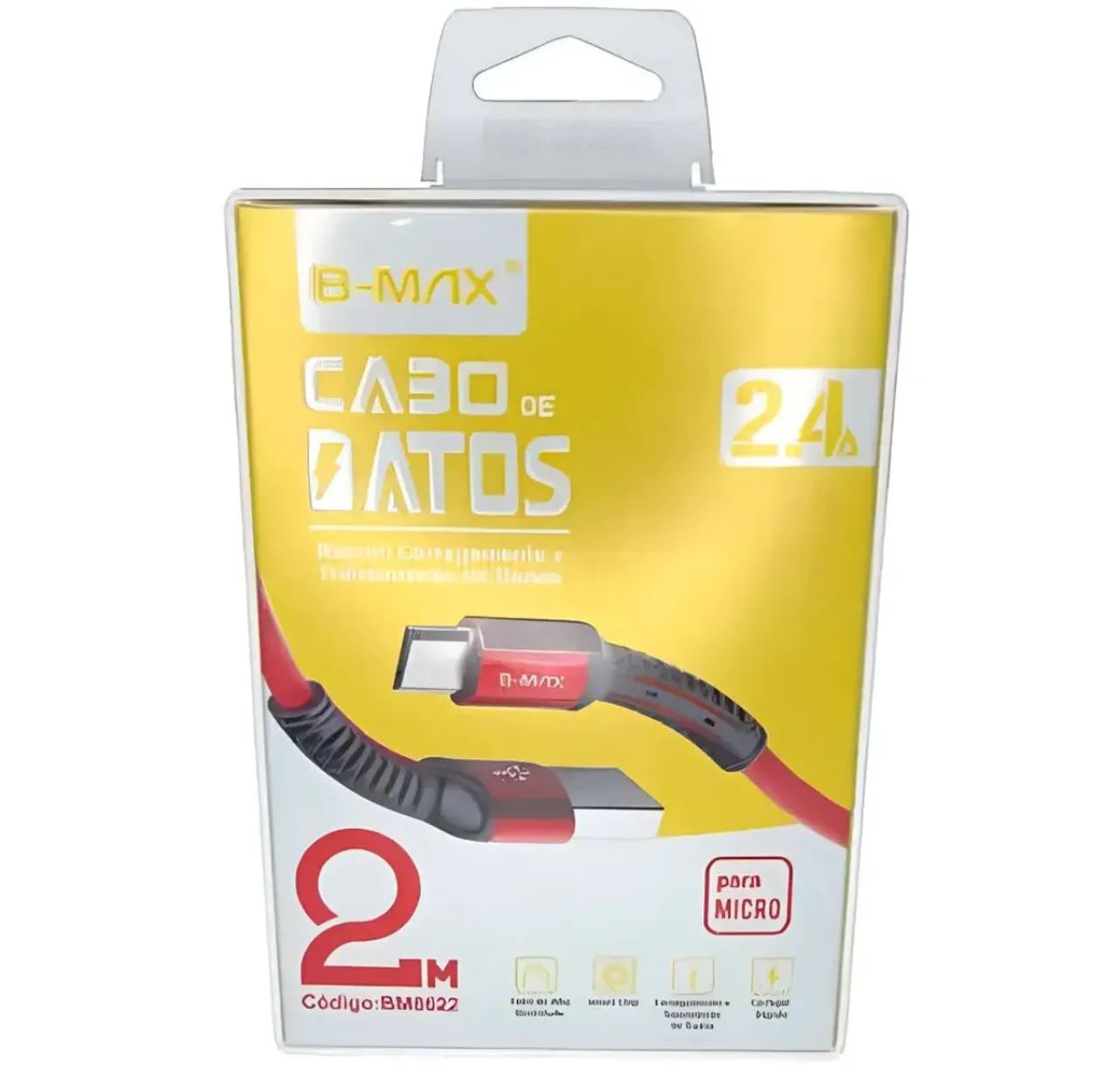 Cabo Micro USB V8 B-MAX Nylon 2M Carga Rápida Celular BM8622