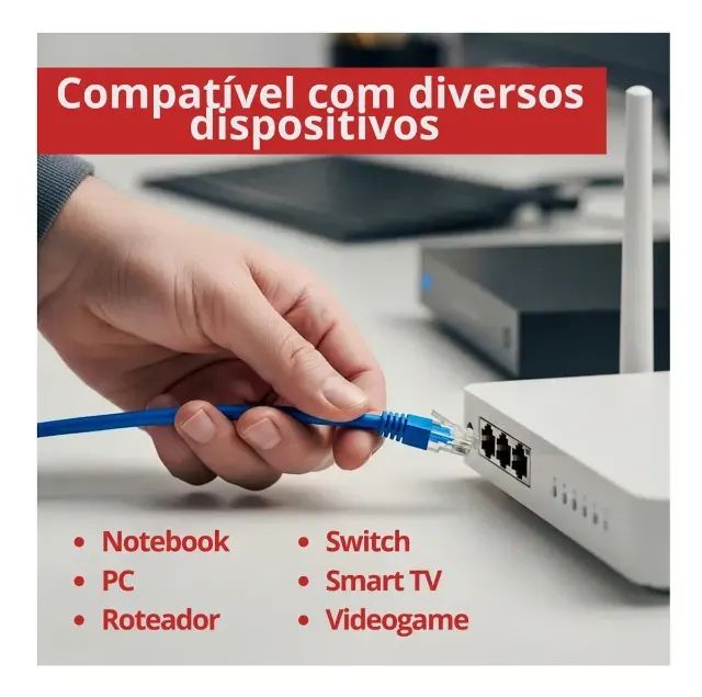 CABO DE REDE ETHERNET LAN RJ45 AZUL 5 METROS. - Foto 2
