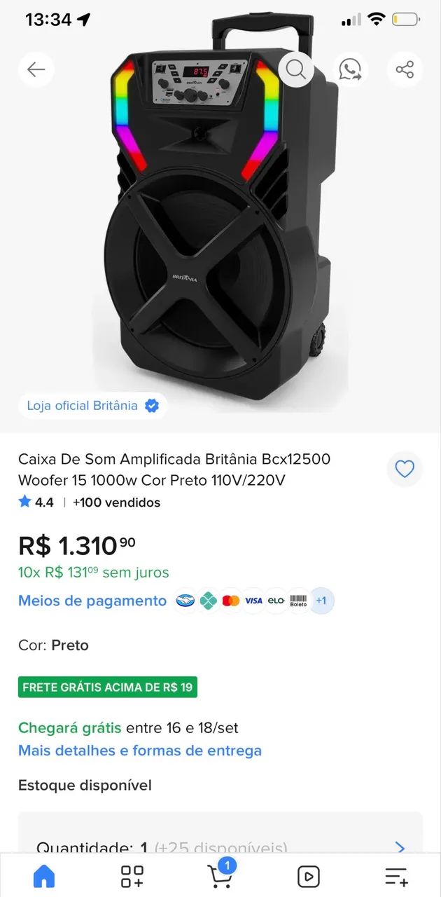 BRITANIA CAIXA ACÚSTICA BCX12500