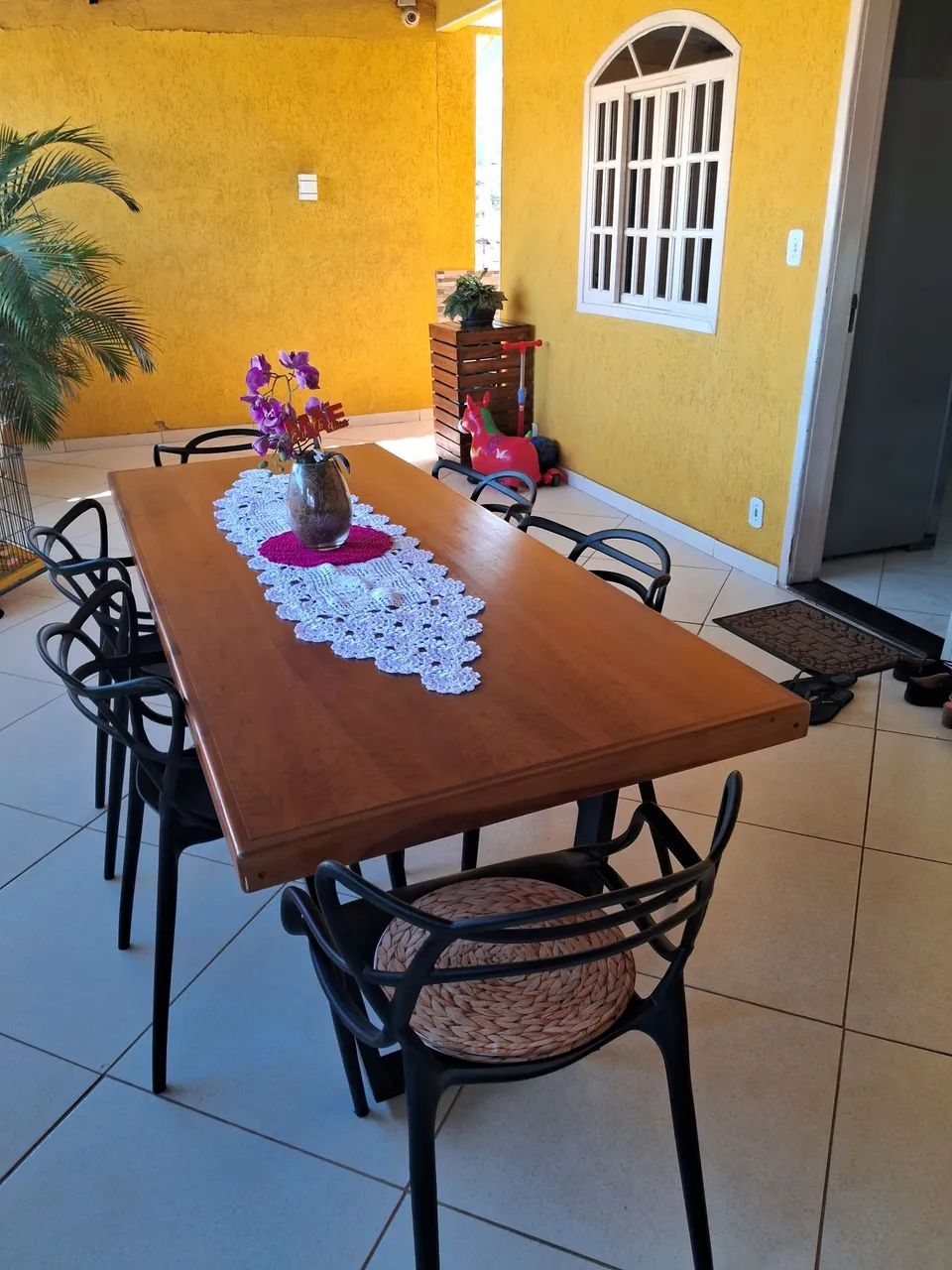 Mesa de madeira estilo industrial e 6 cadeiras modelo allegra  - Foto 3