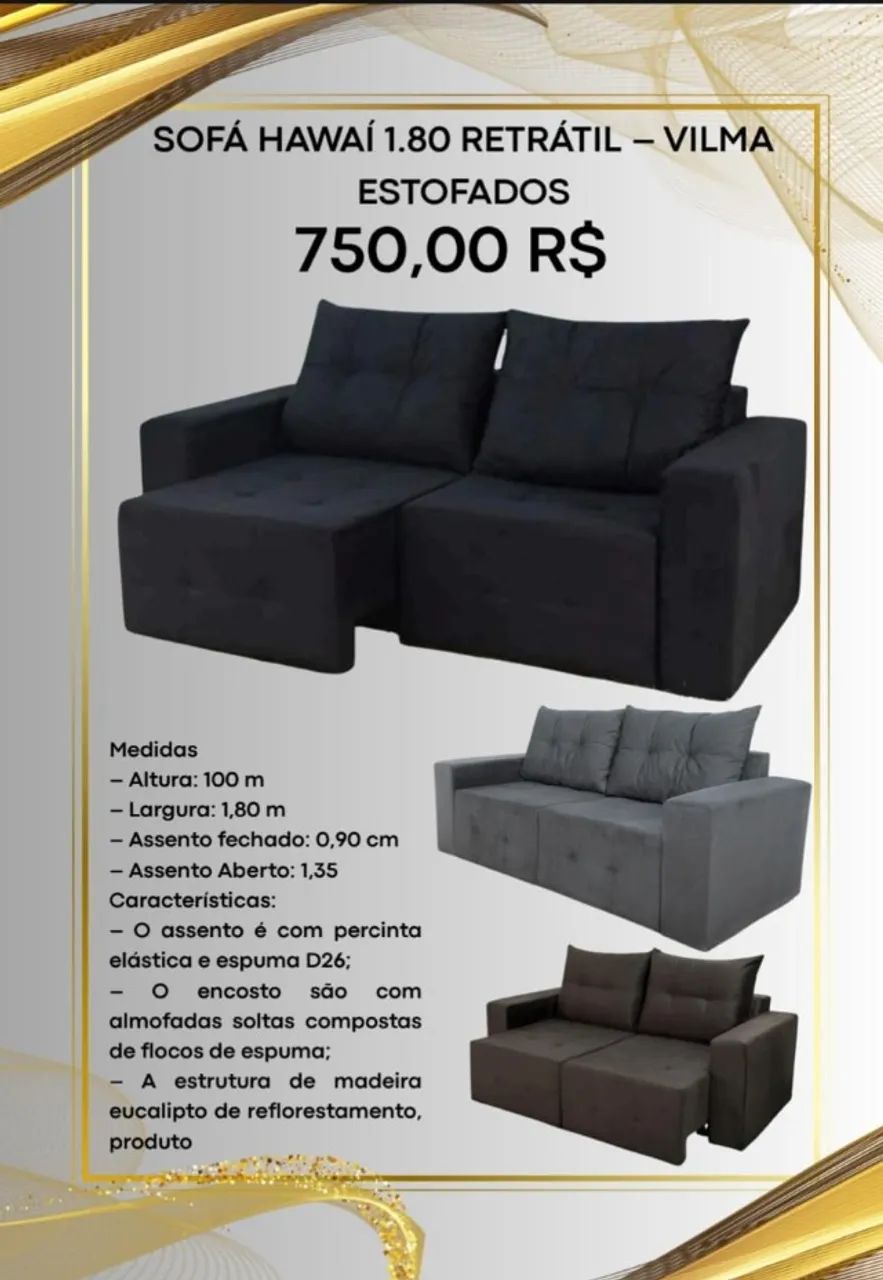 Sofá Hawaí retrátil (Pague na entrega)