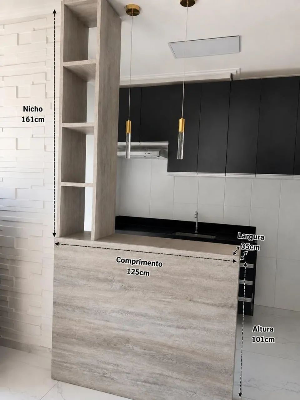Rack de sala e balcão de cozinha com nicho  - Foto 2