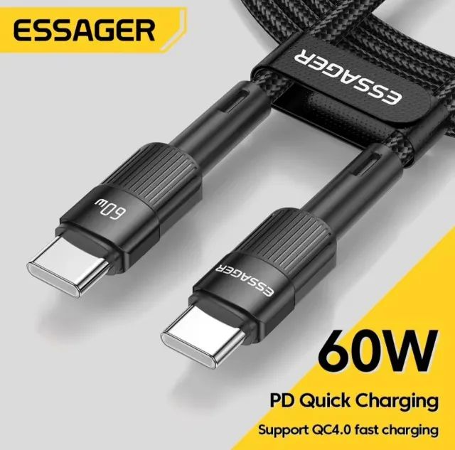 Carregador Essager 30W Tipo C + Cabo USB Tipo C 50cm - Foto 3
