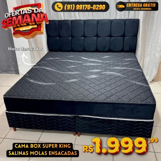Cama Box Super King Molas Ensacadas Queima de Estoque