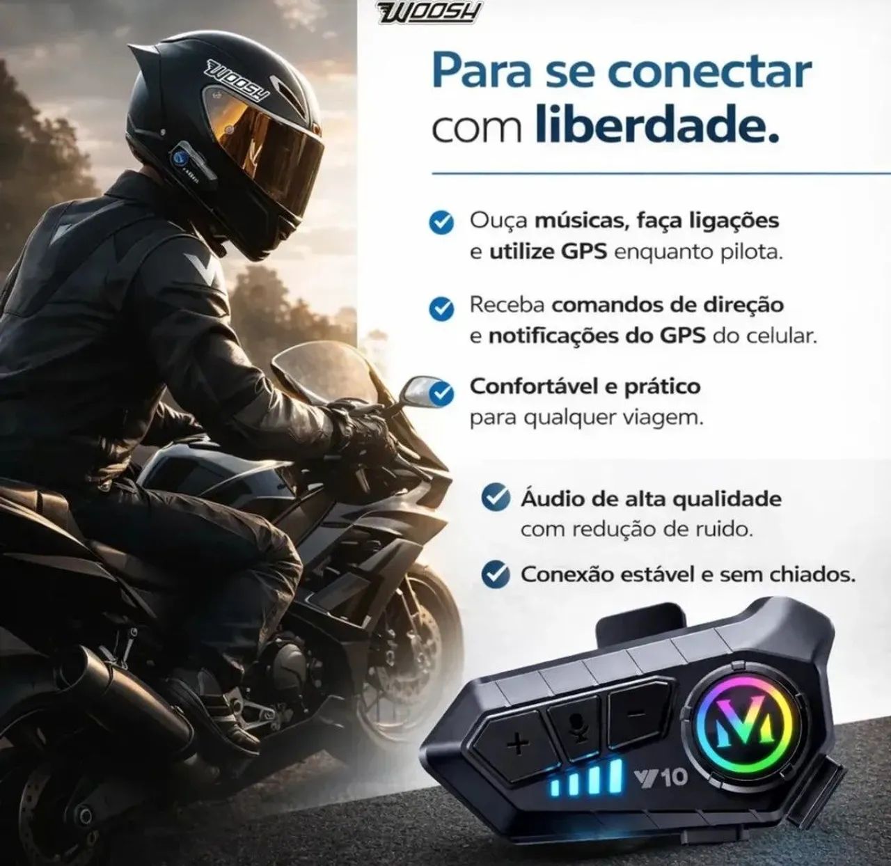 FONE BLUETOOTH PARA CAPACETE WOOSH V10 - Foto 3