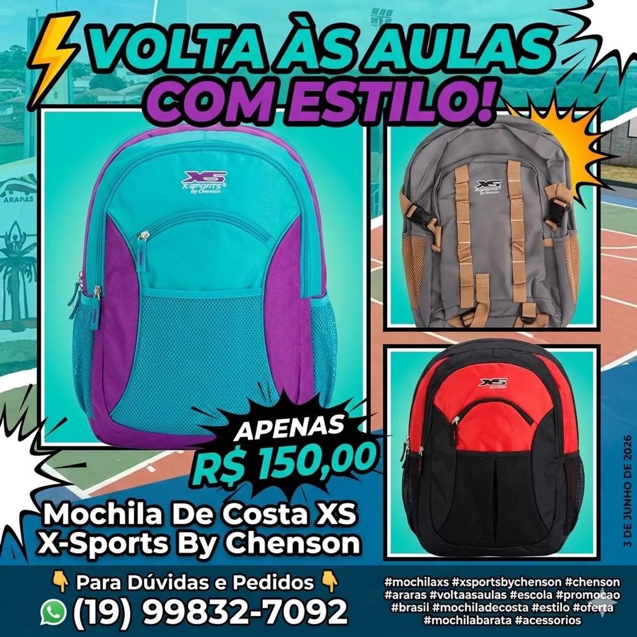 Mochila esportiva escolar 