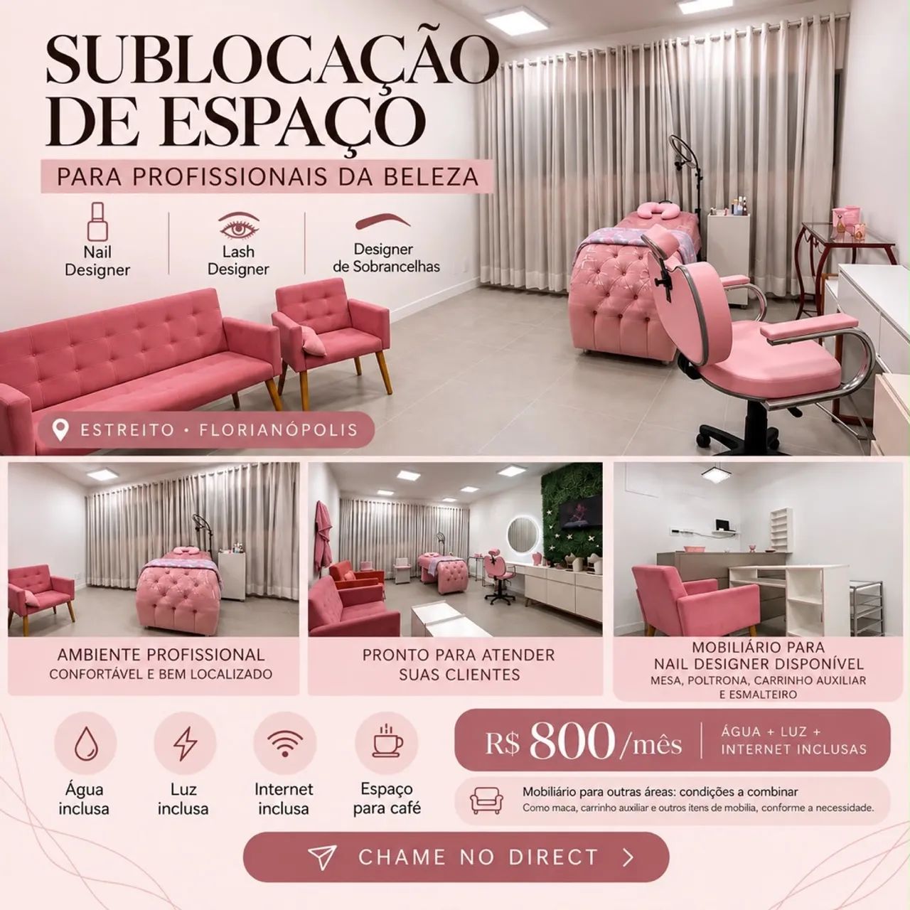 SUBLOCAÇÃO DE ESPAÇO EM STUDIO DA BELEZA