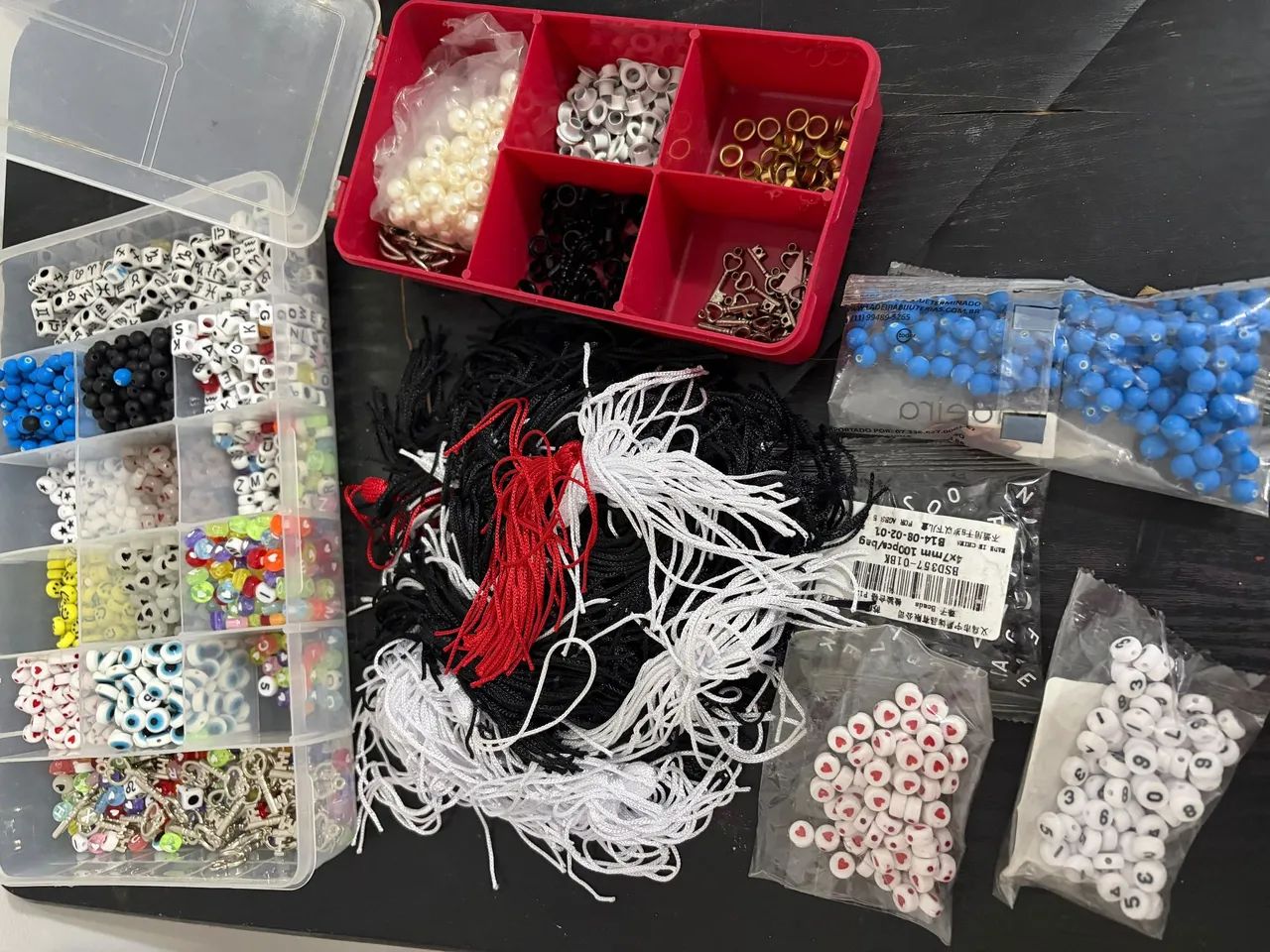 Kit papelaria (micangas, tassel e mais)