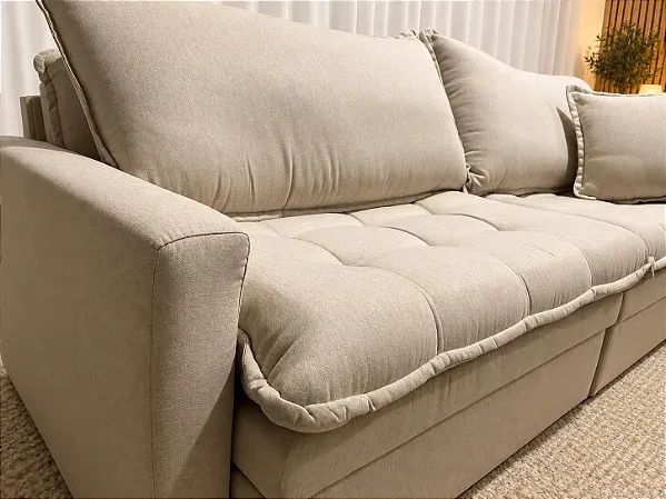 Sofá Cama Sena Baú 2.20m Sem Caixa - Linho Bege Entrega Rápida - Foto 2