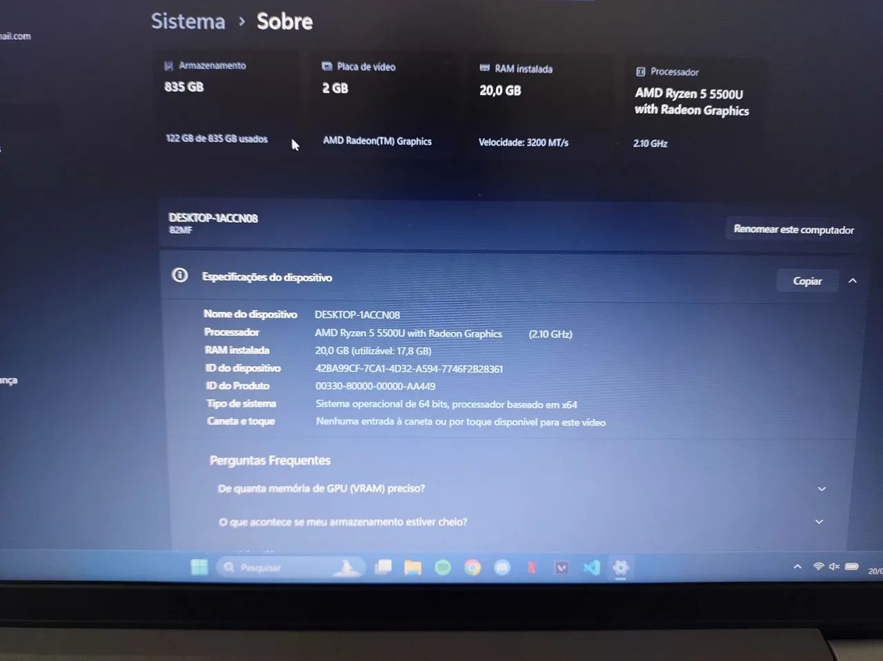 Notebook Lenovo 20gb RAM + base resfriamento  - Foto 5