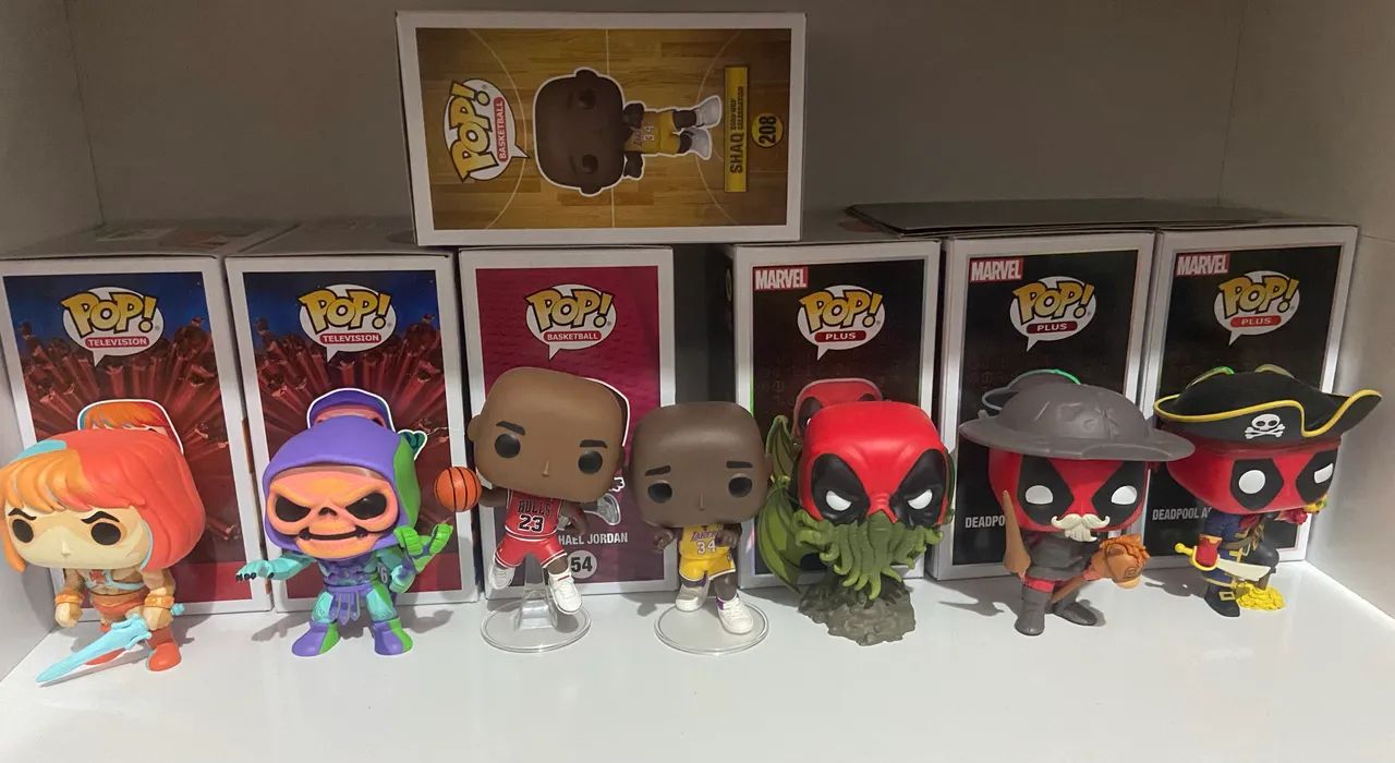 Funko pop - Deadpool, Jordan, Shaq, he-man e skeletor