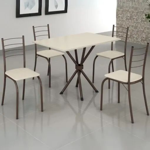 Mesa Rio 100x60 com 4 Cadeiras - Entrega Rápida 
