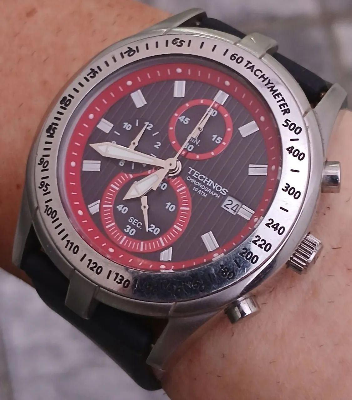 Belo relógio original TECHNOS CHRONOGRAPH  , exemplar conservado de coleção.  - Foto 5
