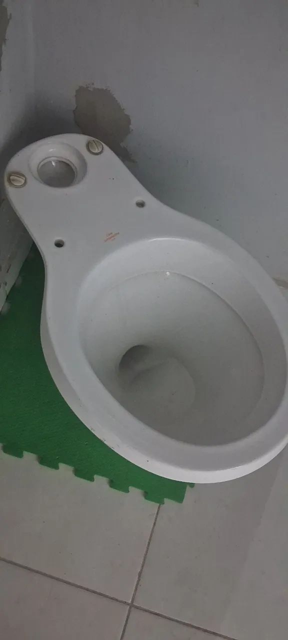 Vaso sem a caixa acoplada e uma coluna 