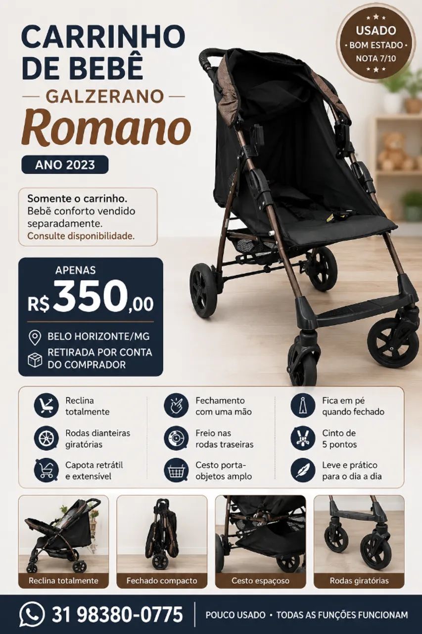 Carrinho de bebe Galzerano Romano
