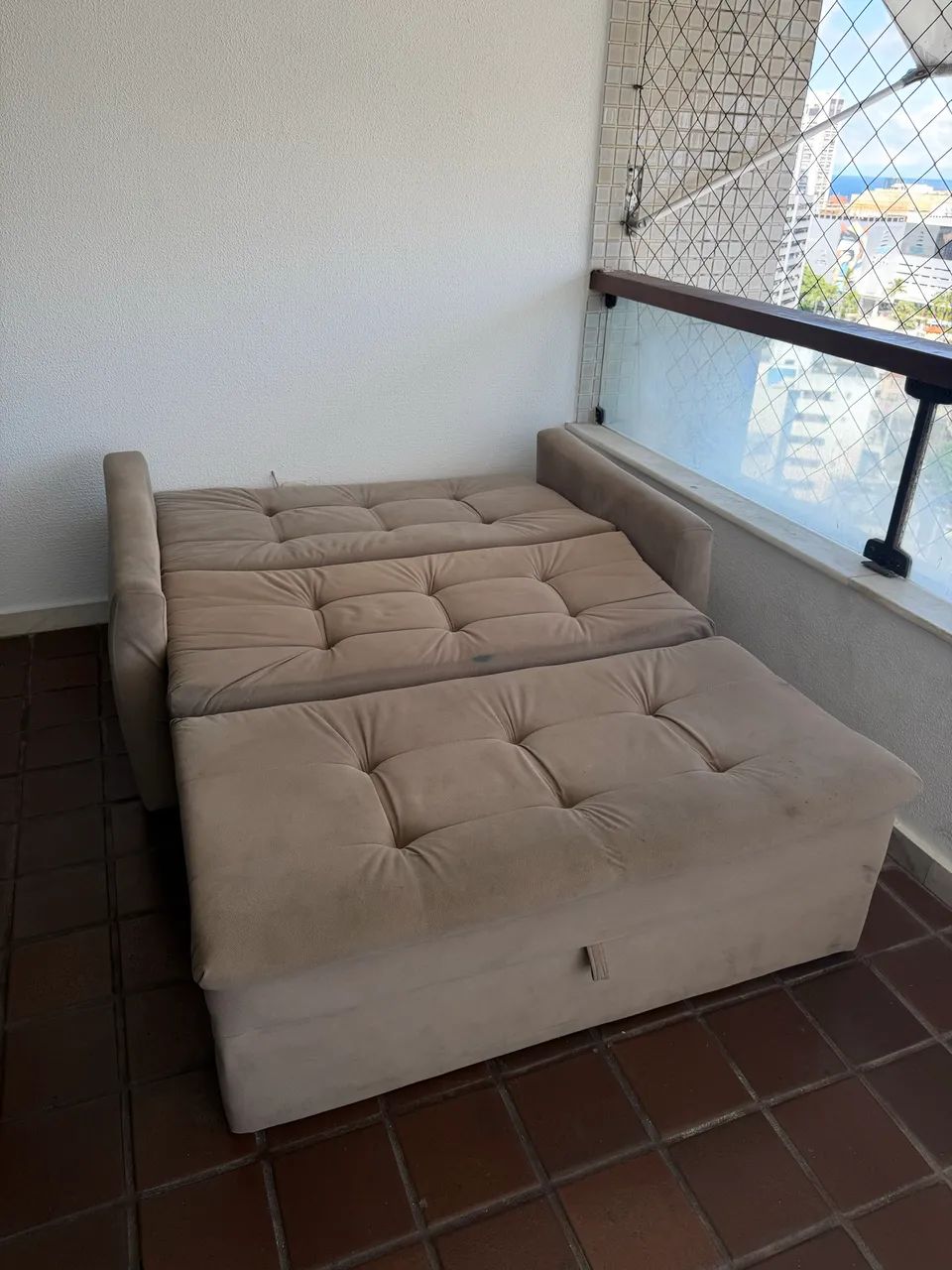 Sofá-Cama 2 Lugares Retrátil/Reclinável Bege - Foto 4