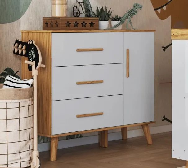 Comoda Infantil Sky 4 Gavetas e 1 Porta Lisa, 100% MDF - Praia Moveis - Foto 2