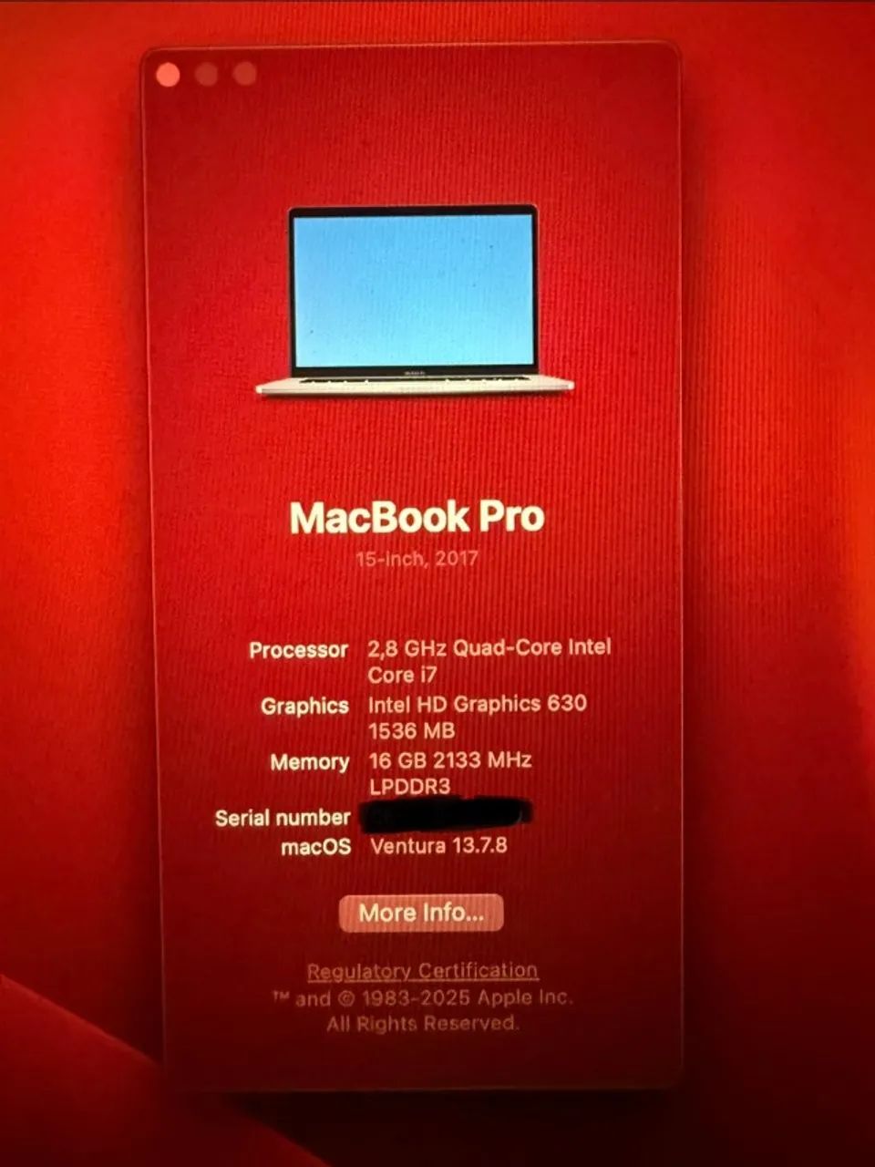 MacBook Pro 15" 2017 - i7 Quad-Core 16GB RAM  - Foto 2