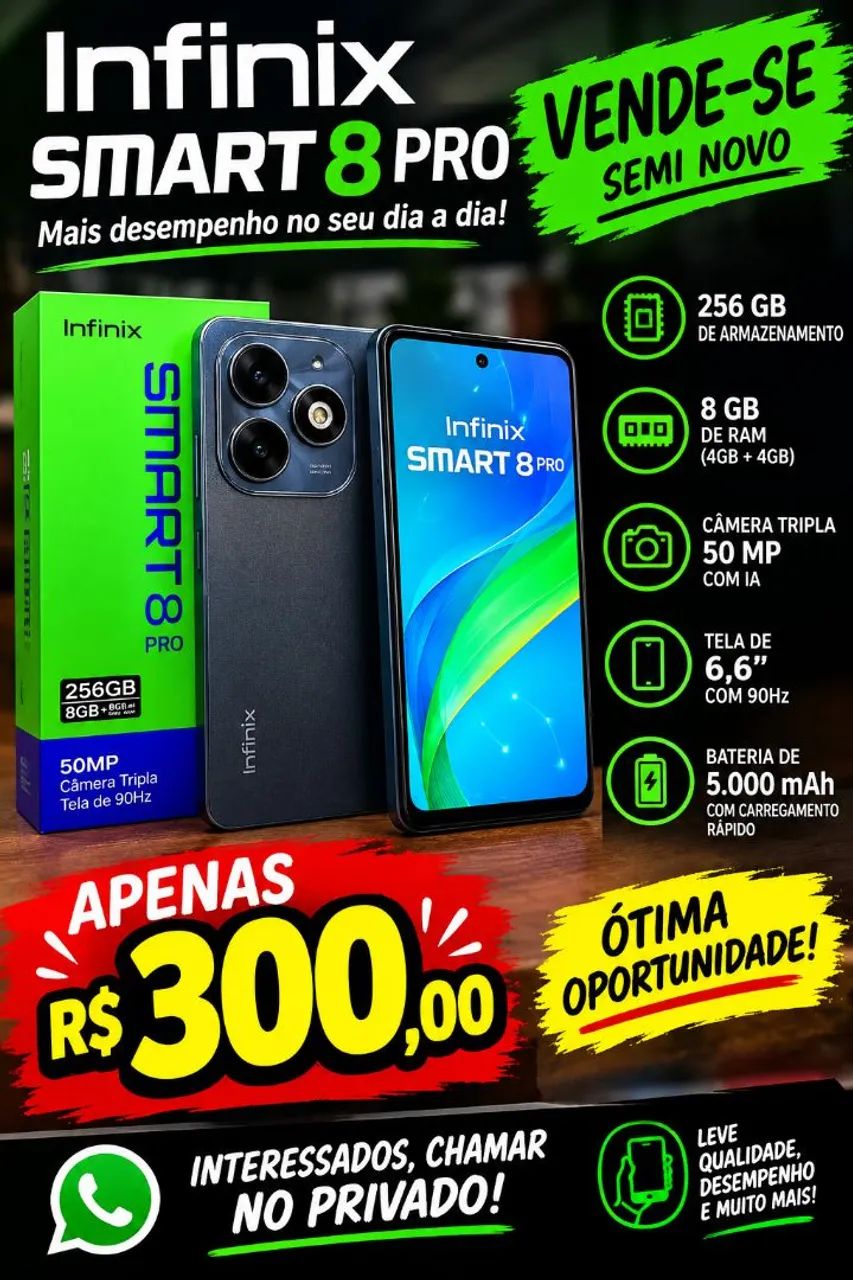 Infinix Smart 8 Pró 256 Gigas