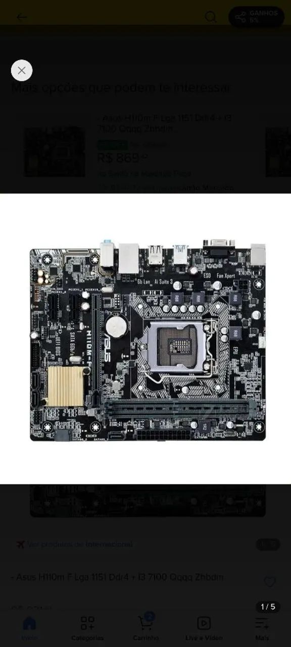 Placa mãe h110 Asus 