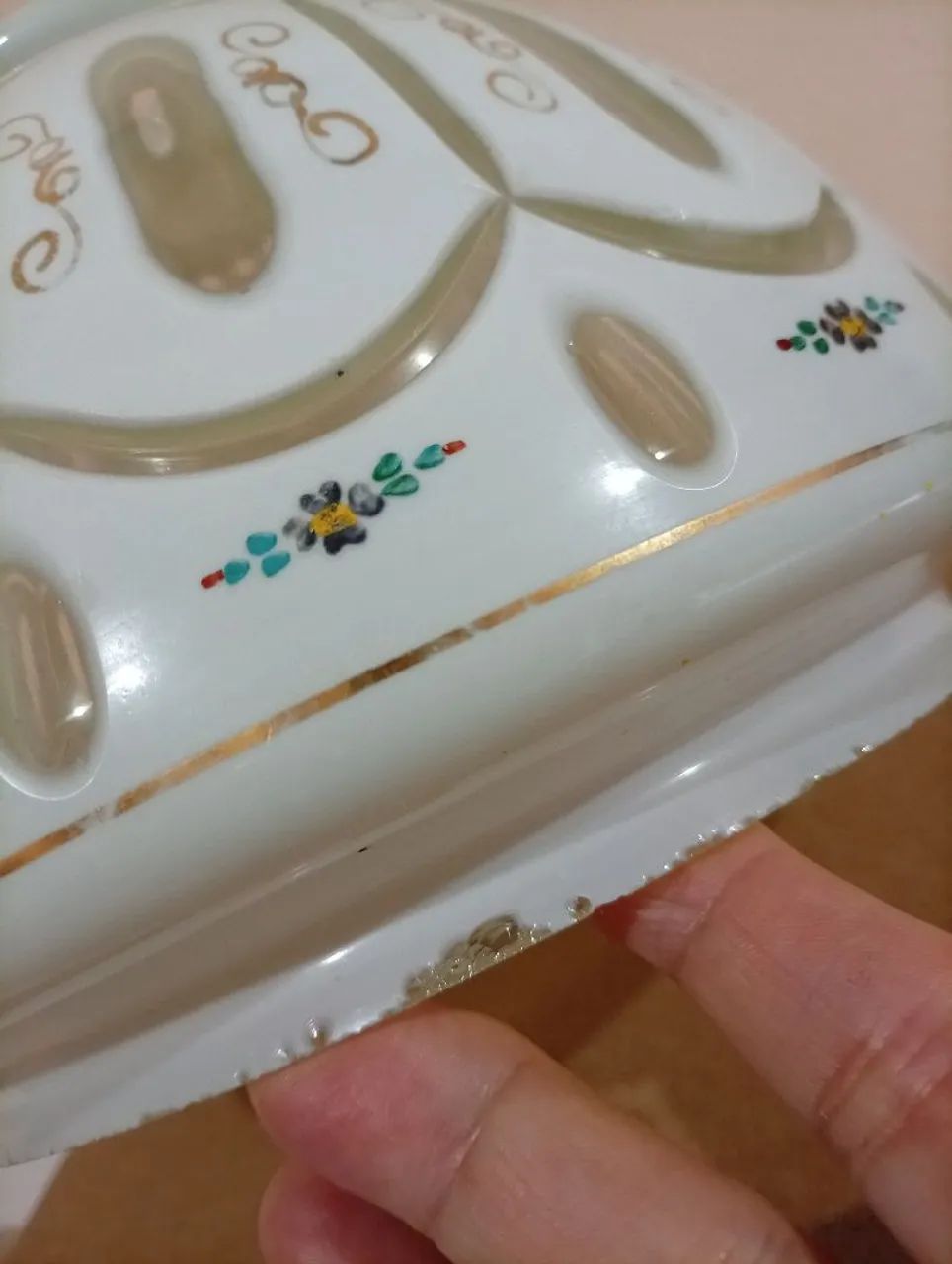 Cúpula para  lustre ou abajur de cristal Overlay opalino pintado a mão com bicados - Foto 4